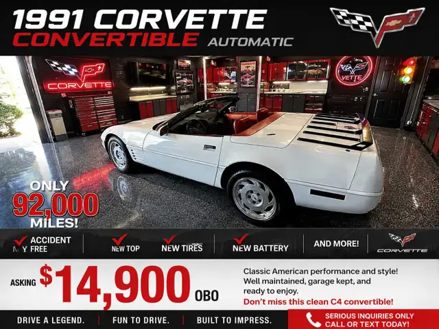 1991 Corvette Convertible with only 92000 miles