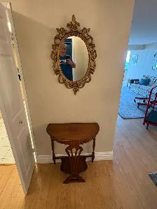 Used Antique Console Table with Mirror - Photo 2