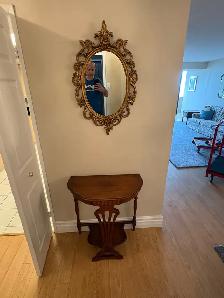 Used Antique Console Table with Mirror - Photo 3