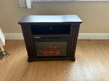 Free delivery used Dark Wood Electric Fireplace Media Console - Photo 2