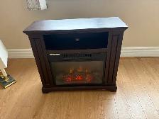 Free delivery used Dark Wood Electric Fireplace Media Console - Photo 9