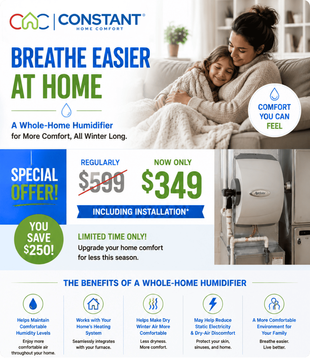 WHOLE-HOME HUMIDIFIER — SPECIAL OFFER $349 INSTALLED!