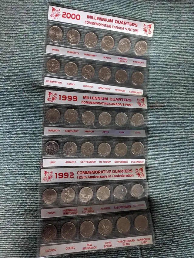 Collector sets of Canadian and American quarters