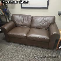 Brown Leather Reception Sofa Couch Loveseat