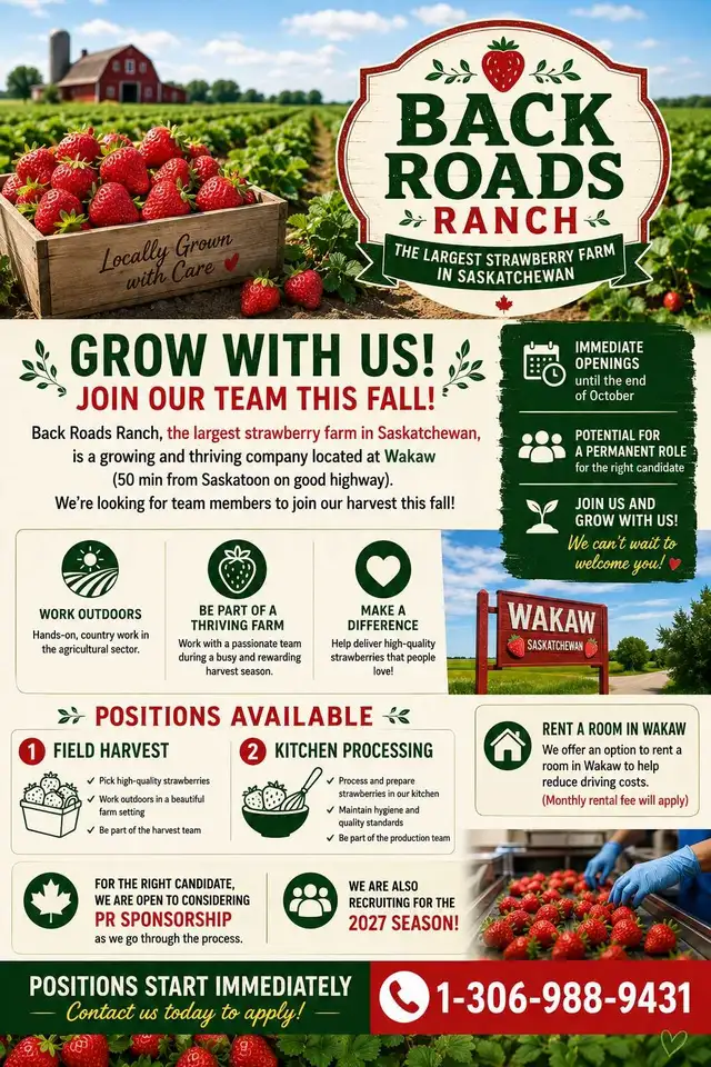 Commercial Strawberry Operation - FIELD AND KITCHEN LABOURERS