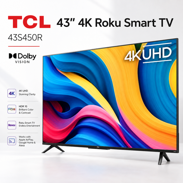 TCL 43' 4K Roku Smart TV 43S450R Dolby Vision