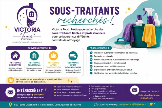 Sous-traitants en entretien ménager recherchés