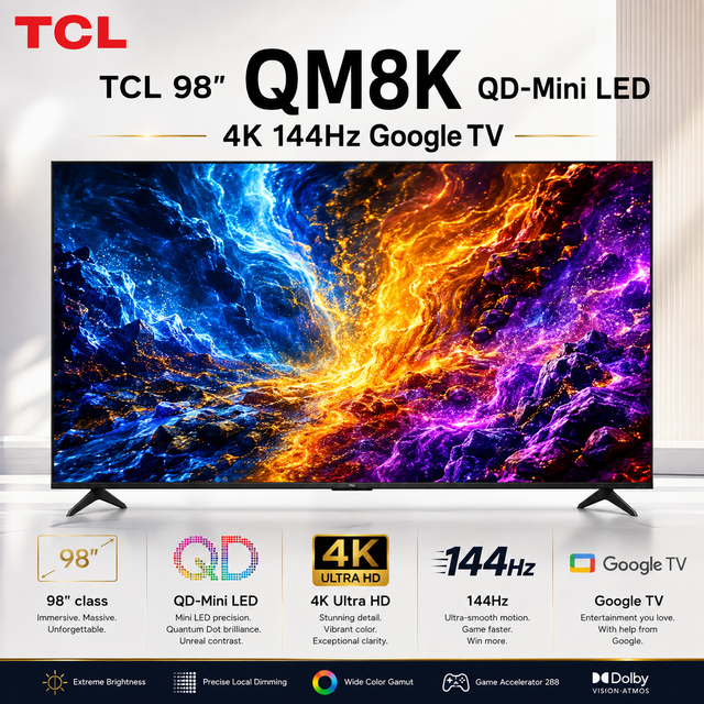 TCL 98' QM8K QD-Mini LED 4K 144Hz Google TV