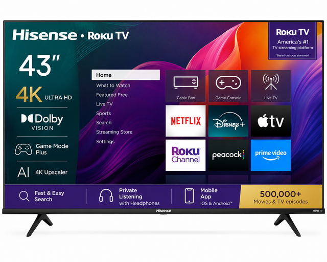 Hisense 43' 4K Roku Smart TV 43R63N Dolby Vision