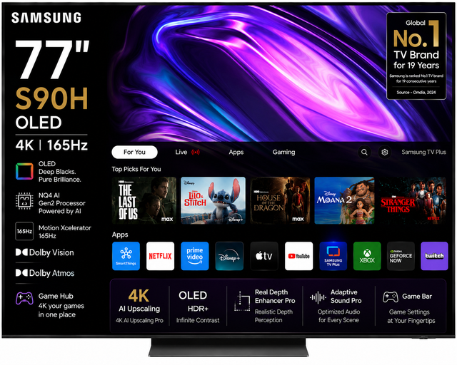 Samsung 77' S90H OLED 4K 165Hz Smart TV