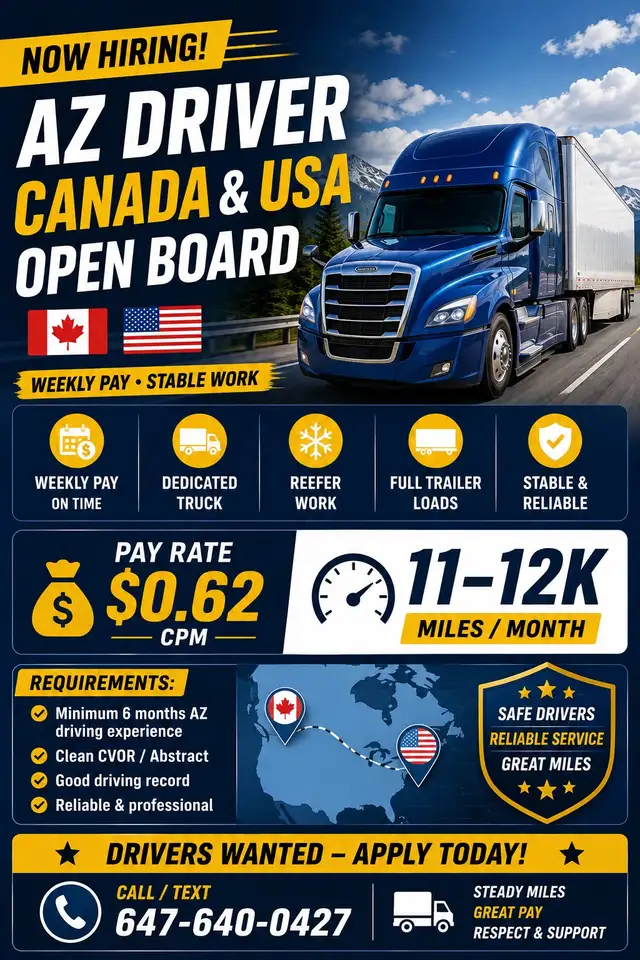 Hiring Az Driver For USA