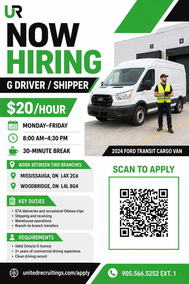 Hiring G Drivers - Start ASAP