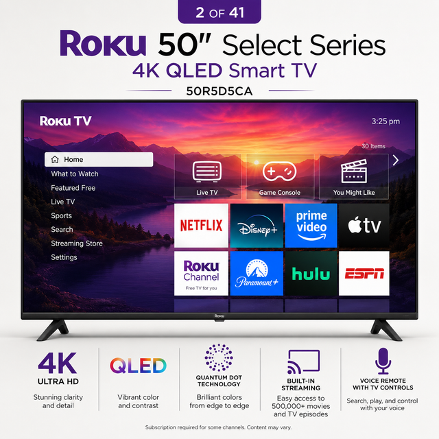 Roku 50' Select Series 4K QLED Smart TV 50R5D5CA