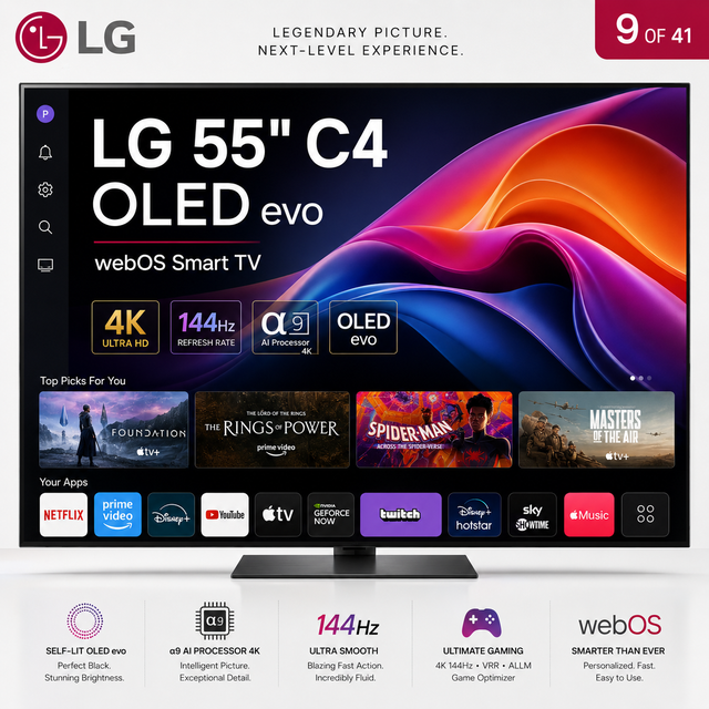 LG 55' C4 OLED evo 4K 144Hz webOS Smart TV