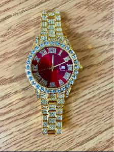 Gold Red Diamond Watch