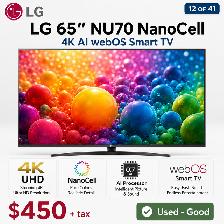 LG 65' NU70 NanoCell 4K AI webOS Smart TV