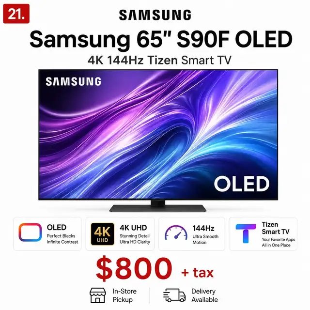 Samsung 65' S90F OLED 4K 144Hz Tizen Smart TV
