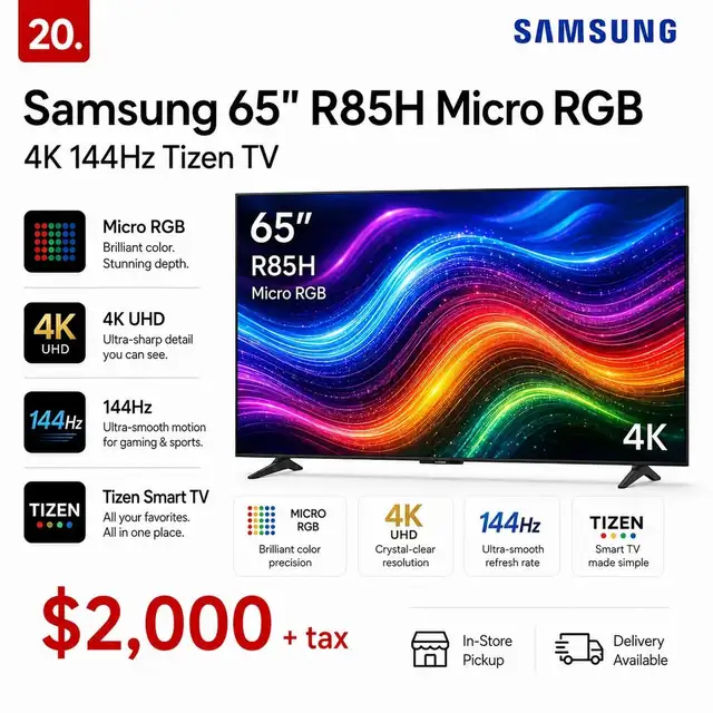 Samsung 65' R85H Micro RGB 4K 144Hz Tizen TV