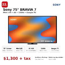 Sony 75' BRAVIA 7 Mini LED 4K 120Hz Google TV
