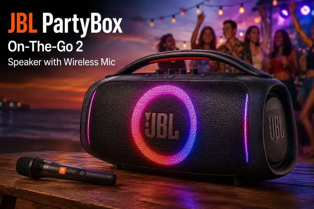 JBL PartyBox On-The-Go 2 Speaker with Wireless Mic