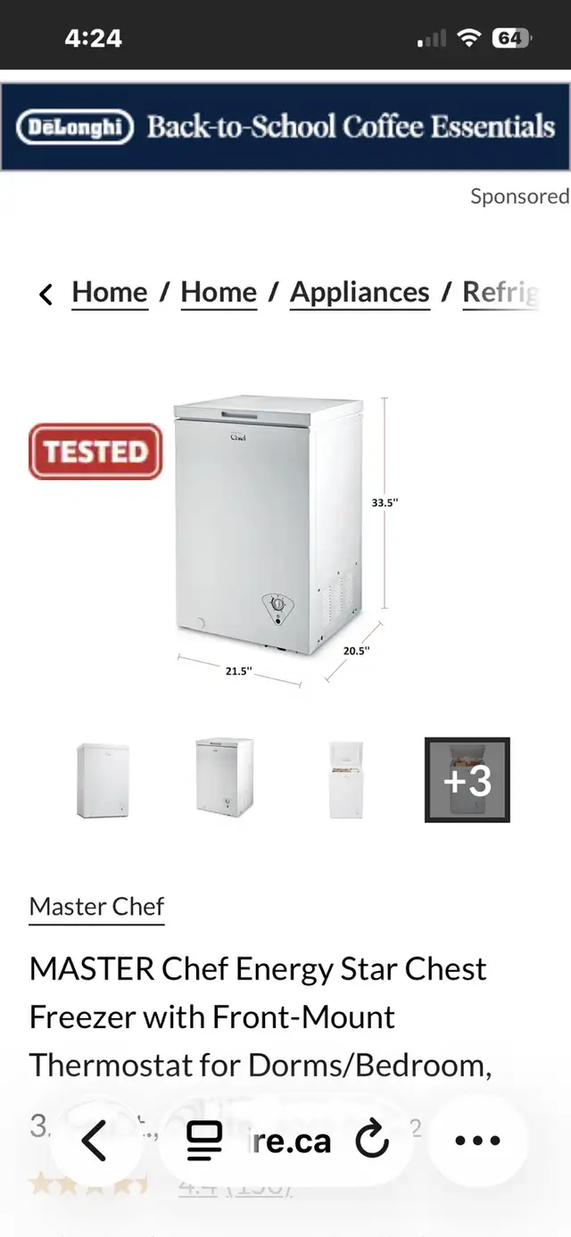 3.5 cubic foot freezer for sale