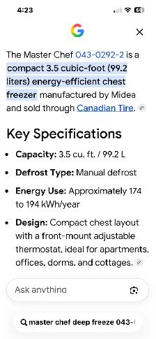 3.5 cubic foot freezer for sale - Photo 3