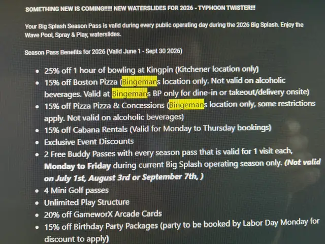 Bingemans 2026 season pass - 1 week left to use!