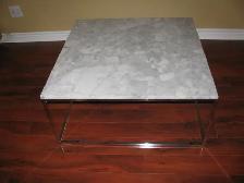 Structube Leandro Square Marble Coffee Table with Chrome Base