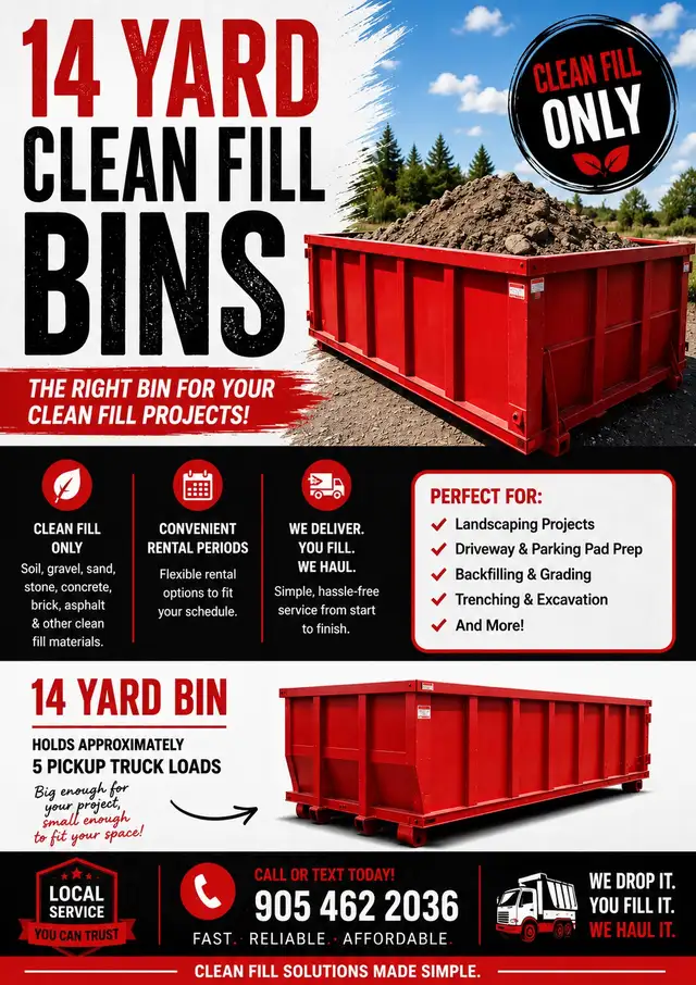 14 yard clean fill disposal bins