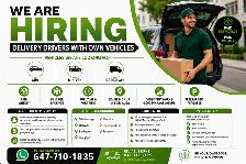 DELIVERY DRIVERS  – OWN VEHICLE REQUIRED – Full-Time & Part-Time