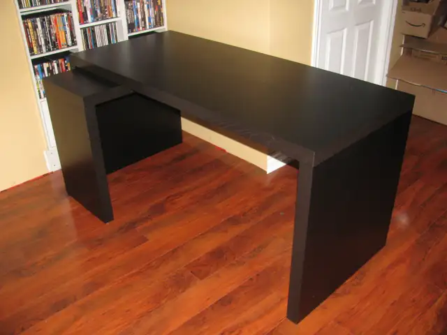 IKEA MALM Desk with Pull-Out Panel (Black)
