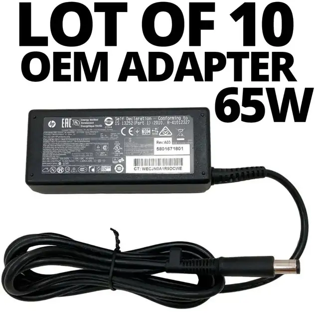Lot of 100 Genuine HP 65W Power Adapter Big Pin