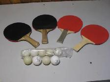 Ping Pong Set, 4 Paddles and 9 Balls