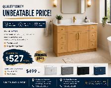 49' Natural Oak HDF Bathroom Vanity with Quartz Stone Top - Photo 2