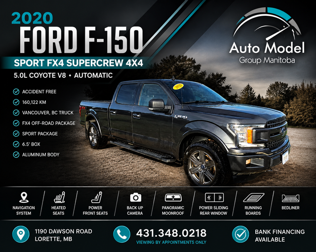 2020 Ford F-150 SPORT FX4 CREW 5.0L /ACCIDENT FREE/BC UNIT/