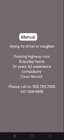 Hiring Az driver for Local Highway in Vaughan