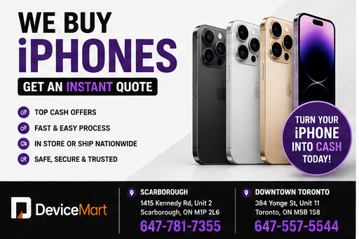 WE BUY iPHONES – SELL IN STORE @ SCARBOROUGH & DOWNTOWN!