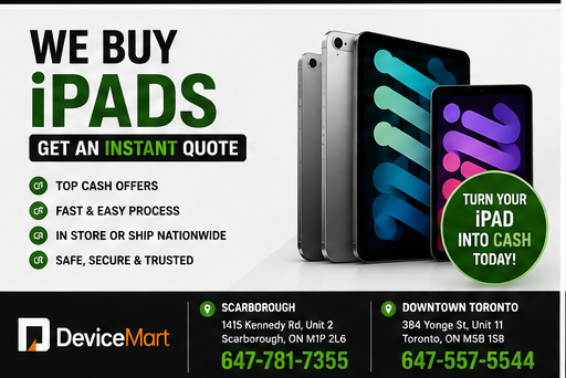 WE BUY iPADS – SELL IN STORE @ SCARBOROUGH & DOWNTOWN!