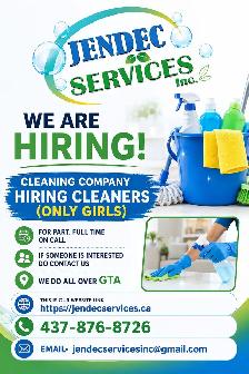 Hiring cleaners (only girls)