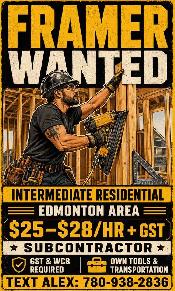 Intermediate Framer Wanted!