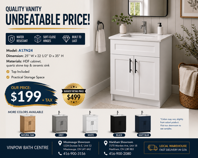 24' Bathroom Vanity – Only $199 with Top Included!