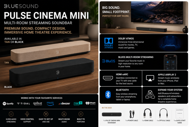 Bluesound PULSE CINEMA MINI Multi-Room Streaming Soundbar