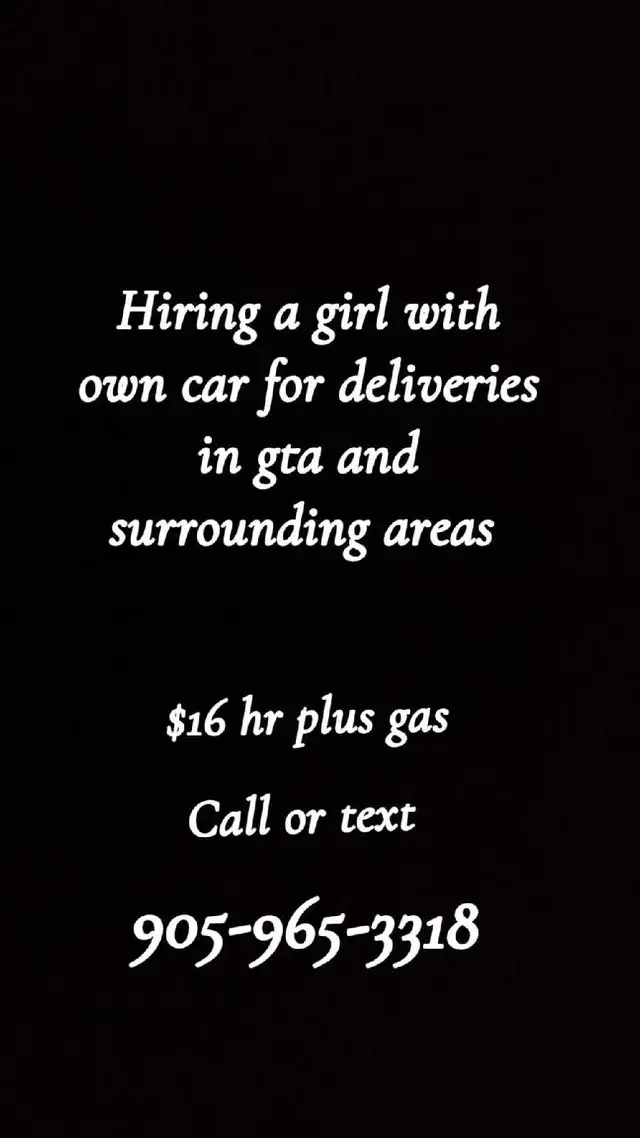 Hiring a girl with own car for deliveries