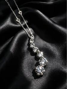 14k White Gold 3.00 Ct Labgrown Diamond Necklace with Diamond