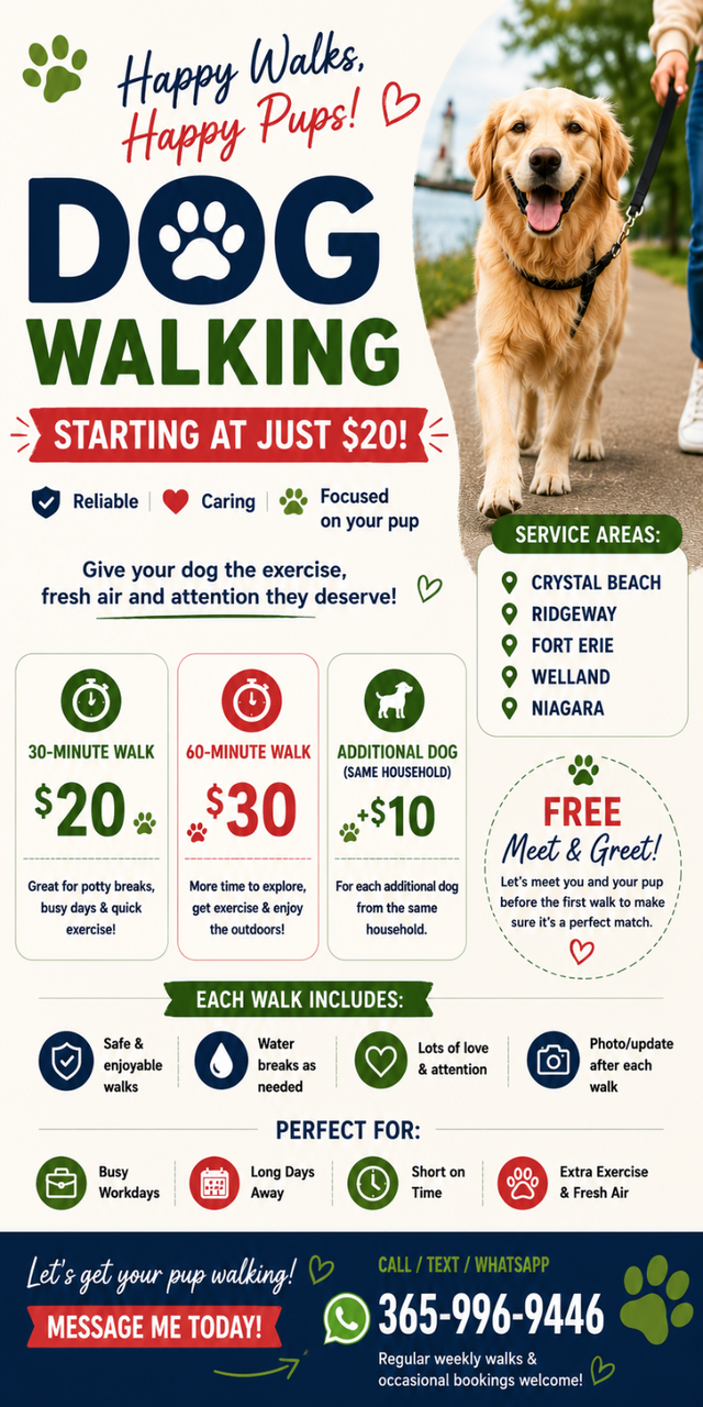 DOG WALKING — STARTING AT JUST $20!