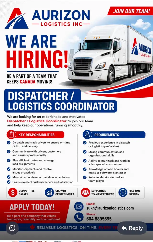 HIRING DISPATCHERS! LOGISTICS COORDINATOR