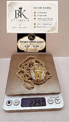 10k yellow Gold Chain with pendant # R 26 - Photo 4
