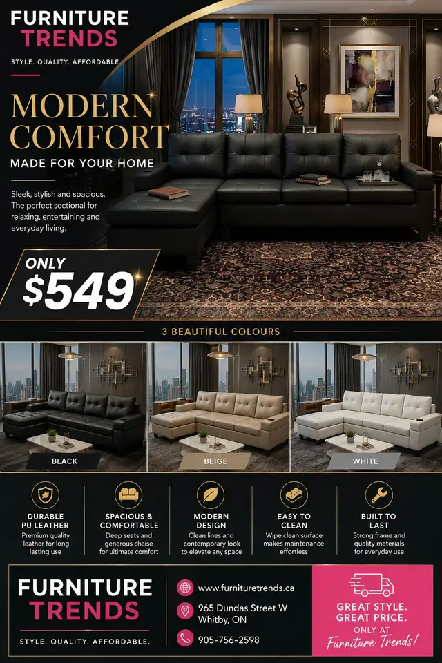 Furniture Trends Sectional with Ottoman