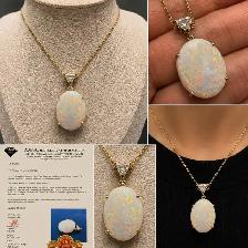 6.02 Carat Natural Opal Pendant in 14karat gold   0.25Ct Diamond