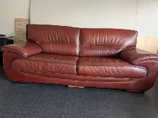 Genuine Thick Leather Sofa & Loveseat Set – Very Good  Condition